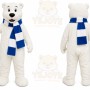 White Bear Mascot Costume with Custom Logo