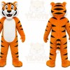 Orange Tiger Mascot Costume with Custom Logo