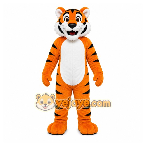 Orange Tiger Mascot Costume with Custom Logo