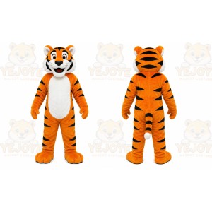 Orange Tiger Mascot Costume with Custom Logo