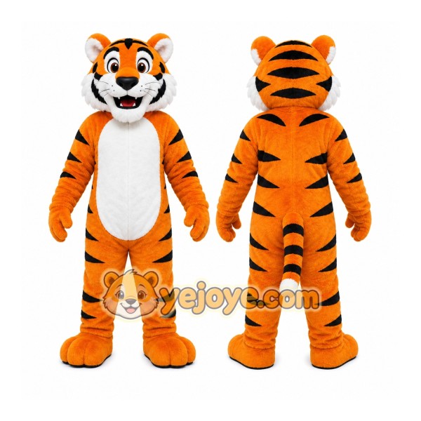 Orange Tiger Mascot Costume with Custom Logo