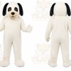 White Dog Mascot Costume with Custom Logo