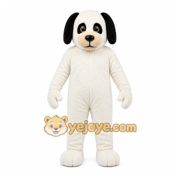 White Dog Mascot Costume with Custom Logo White Dog Mascot Costume with Custom Logo