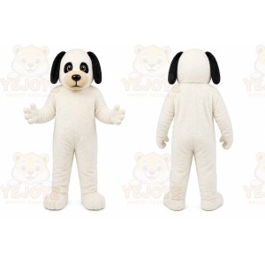 White Dog Mascot Costume with Custom Logo