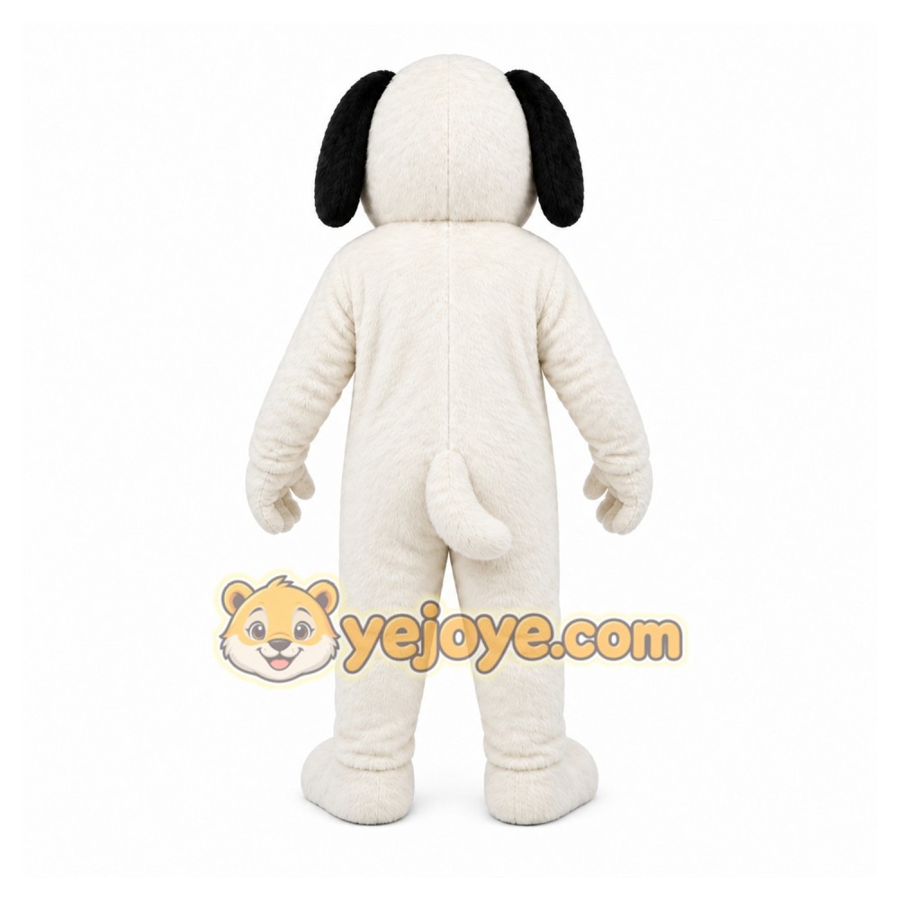 White Dog Mascot Costume with Custom Logo