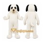 White Dog Mascot Costume with Custom Logo