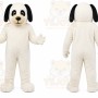 White Dog Mascot Costume with Custom Logo