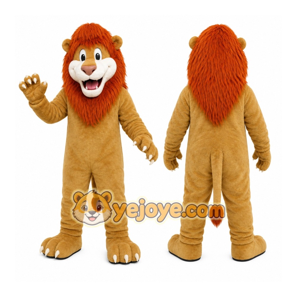 Brown Lion Mascot Costume with Custom Logo Brown Lion Mascot Costume with Custom Logo