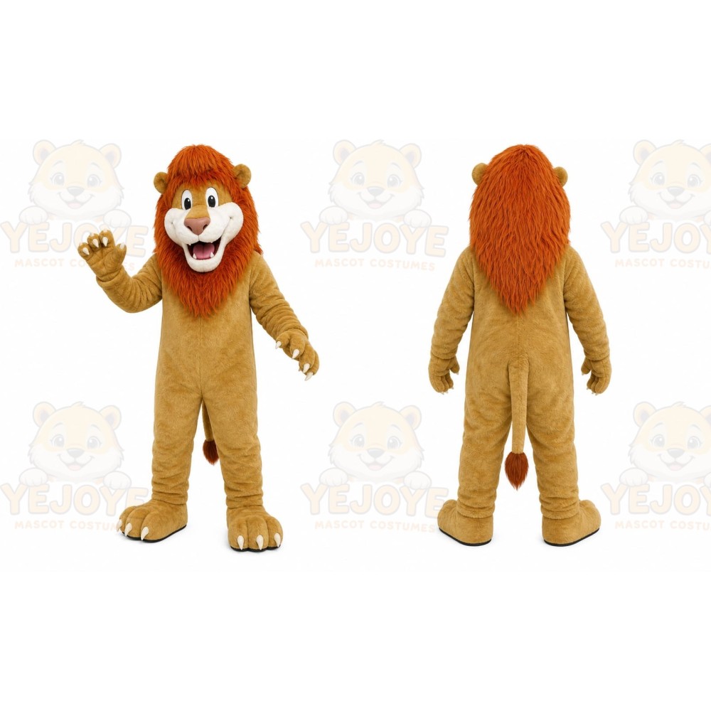 Brown Lion Mascot Costume with Custom Logo