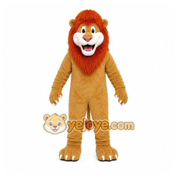 Brown Lion Mascot Costume with Custom Logo