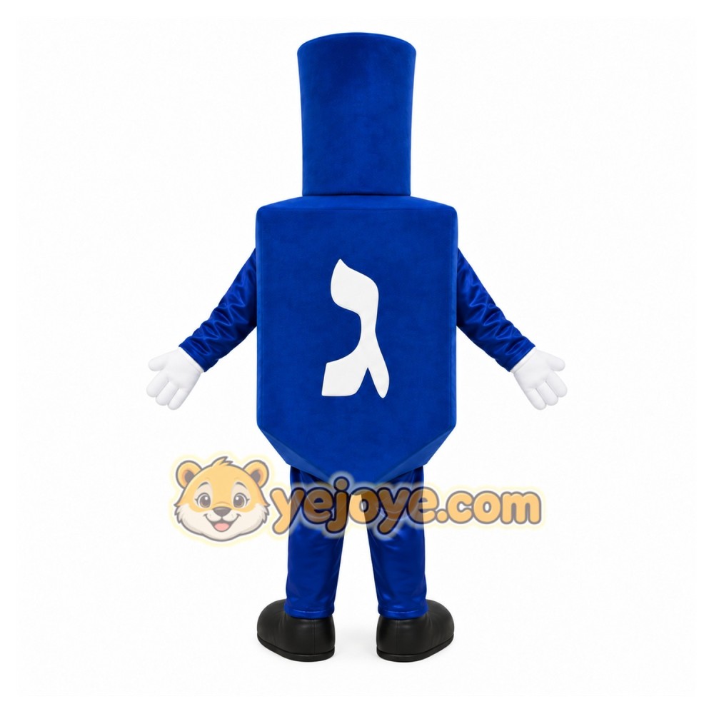 Blue Dreidel Mascot Costume with Custom Logo Blue Dreidel Mascot Costume with Custom Logo