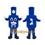Blue Dreidel Mascot Costume with Custom Logo