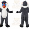 Gray Baboon Mascot Costume with Custom Logo