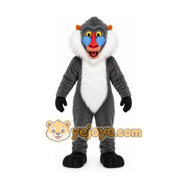 Gray Baboon Mascot Costume with Custom Logo Gray Baboon Mascot Costume with Custom Logo