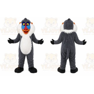 Gray Baboon Mascot Costume with Custom Logo