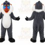 Gray Baboon Mascot Costume with Custom Logo
