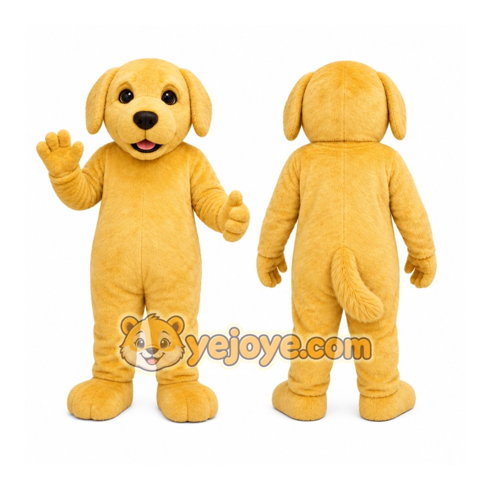 Yellow Dog Mascot Costume with Custom Logo Yellow Dog Mascot Costume with Custom Logo