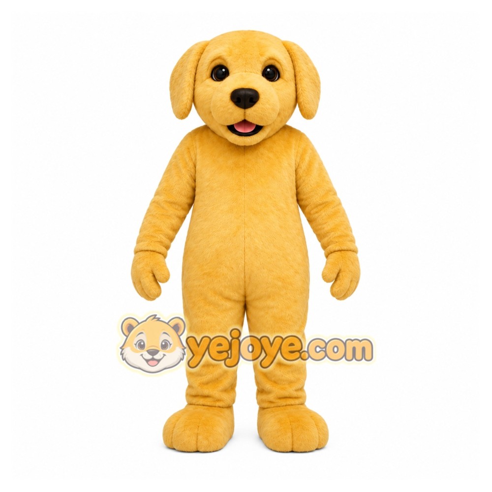 Yellow Dog Mascot Costume with Custom Logo Yellow Dog Mascot Costume with Custom Logo