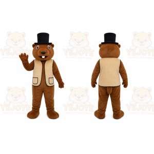 Brown Beaver Mascot Costume with Custom Logo