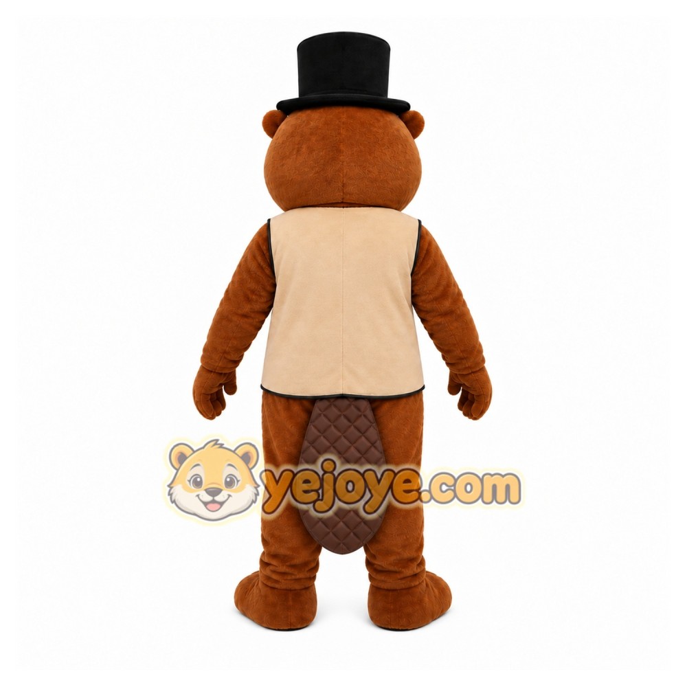 Brown Beaver Mascot Costume with Custom Logo