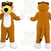 Orange Cheetah Mascot Costume with Custom Logo