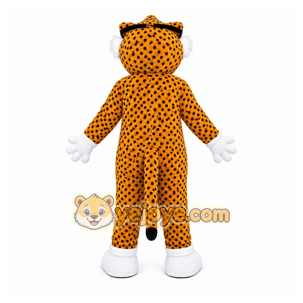 Orange Cheetah Mascot Costume with Custom Logo Orange Cheetah Mascot Costume with Custom Logo