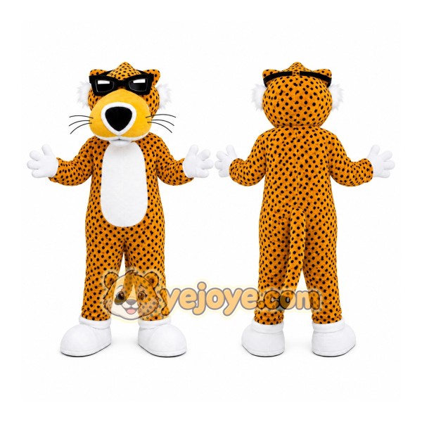 Orange Cheetah Mascot Costume with Custom Logo
