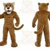 Brown Cougar Mascot Costume with Custom Logo