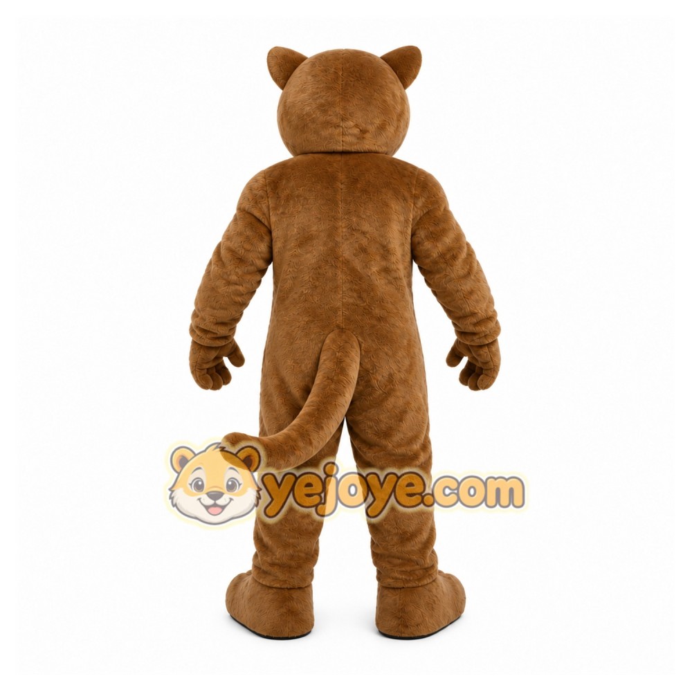 Brown Cougar Mascot Costume with Custom Logo Brown Cougar Mascot Costume with Custom Logo