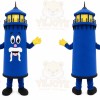 Blue Lighthouse Mascot Costume with Custom Logo