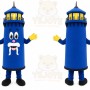 Blue Lighthouse Mascot Costume with Custom Logo