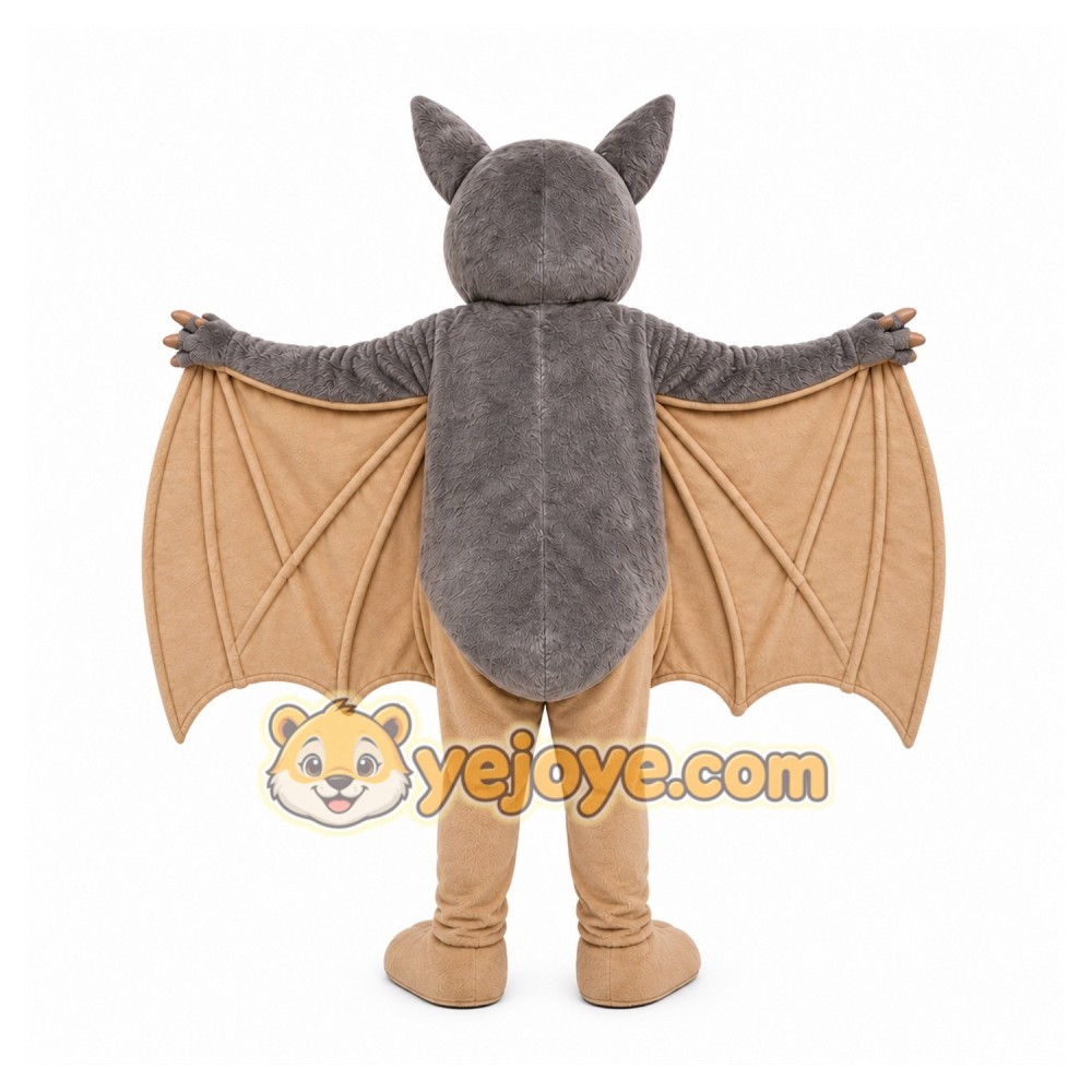 Gray Bat Mascot Costume with Custom Logo