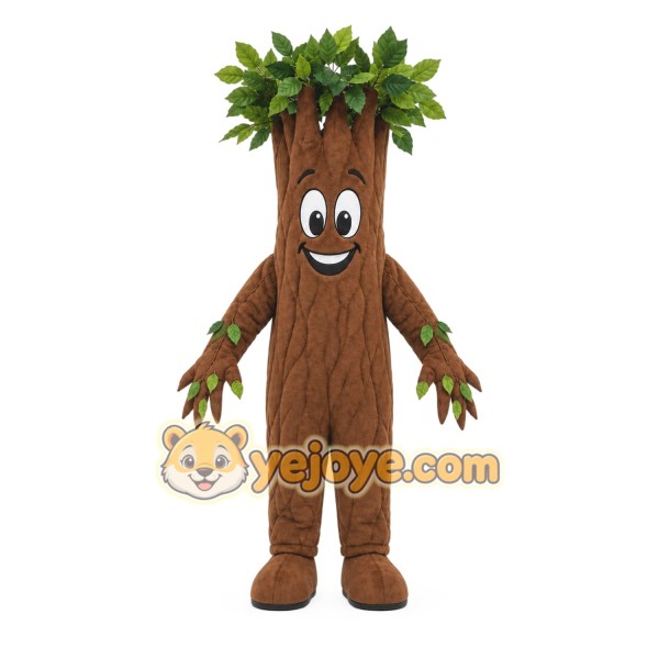Brown Tree Mascot Costume with Custom Logo