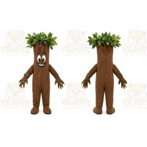 Brown Tree Mascot Costume with Custom Logo