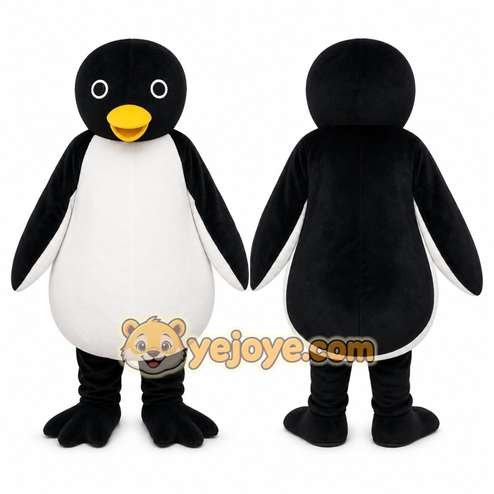 Black Penguin Mascot Costume with Custom Logo Black Penguin Mascot Costume with Custom Logo