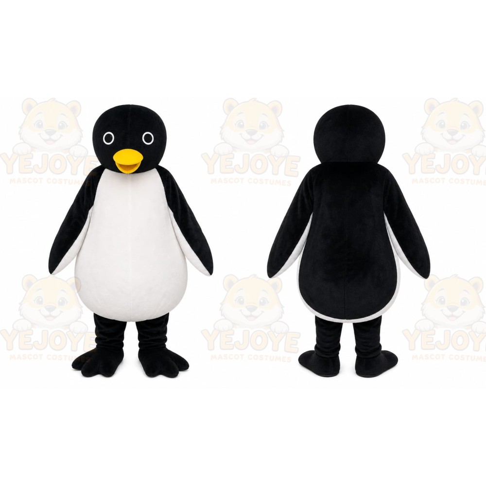 Black Penguin Mascot Costume with Custom Logo