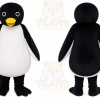 Black Penguin Mascot Costume with Custom Logo