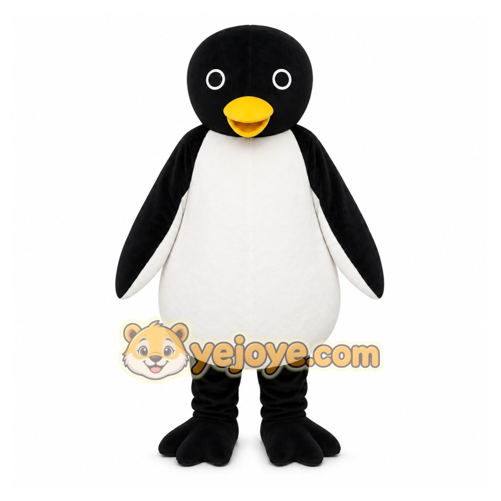 Black Penguin Mascot Costume with Custom Logo Black Penguin Mascot Costume with Custom Logo