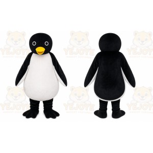 Black Penguin Mascot Costume with Custom Logo