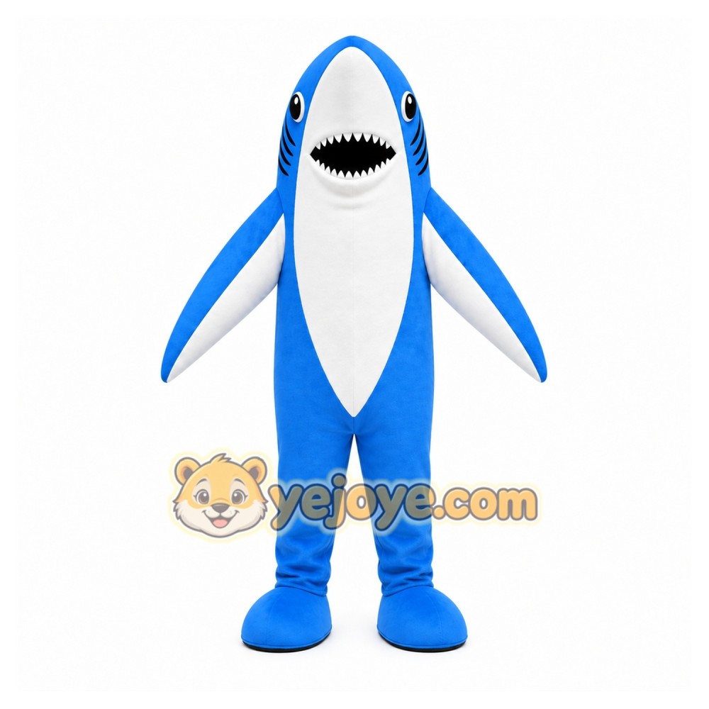 Blue Shark Mascot Costume with Custom Logo Blue Shark Mascot Costume with Custom Logo