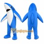 Blue Shark Mascot Costume with Custom Logo