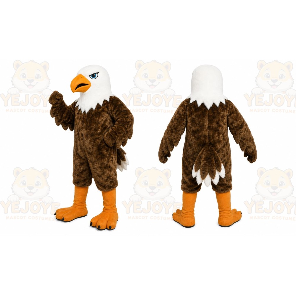 Brown Eagle Mascot Costume with Custom Logo