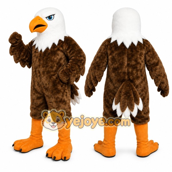Brown Eagle Mascot Costume with Custom Logo