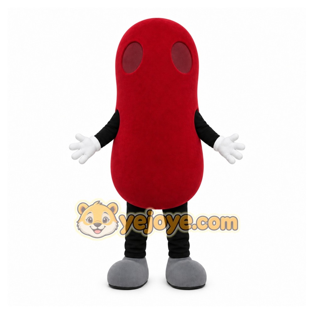 Red Bean Mascot Costume with Custom Logo