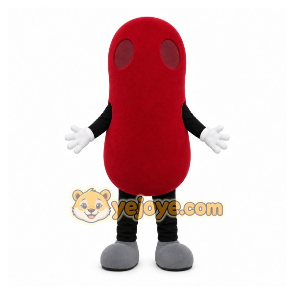 Red Bean Mascot Costume with Custom Logo