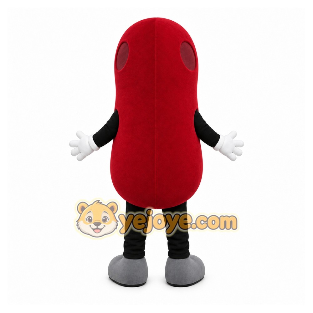 Red Bean Mascot Costume with Custom Logo