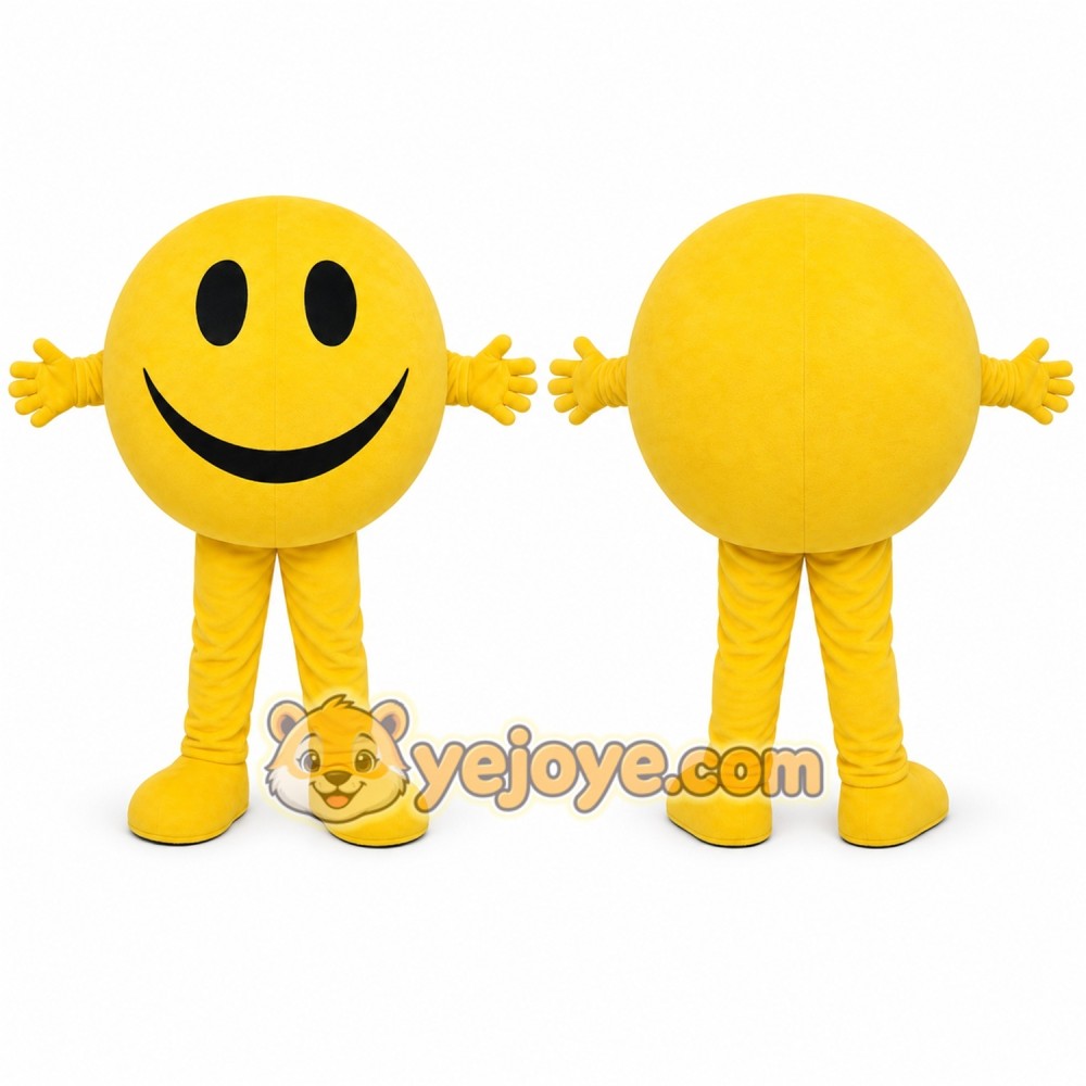 Yellow Smiley Face Mascot Costume with Custom Logo Yellow Smiley Face Mascot Costume with Custom Logo