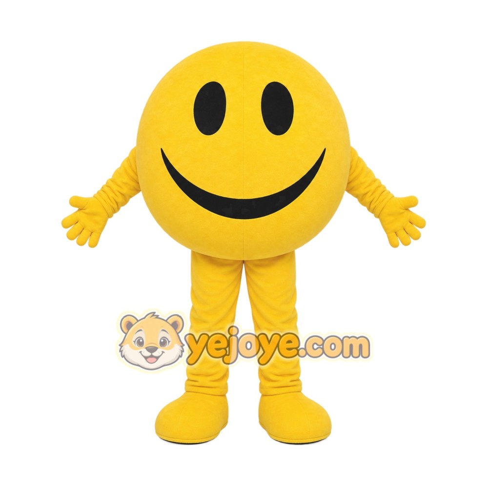 Yellow Smiley Face Mascot Costume with Custom Logo Yellow Smiley Face Mascot Costume with Custom Logo