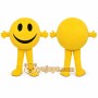 Yellow Smiley Face Mascot Costume with Custom Logo