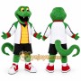 Green Lizard Mascot Costume with Custom Logo